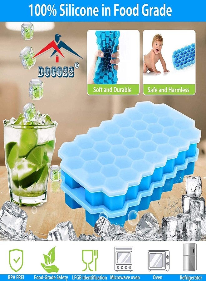 DOCOSS Food Grade Premium Silicone 37 Cavity Ice Cube Mould Maker with Lids,Silicon Ice Cube Maker Trays for Freezer, Silicone Ice Cube Tray Box,Perfect Fridge Thin Ice Tray (3 Pcs) - Image 2